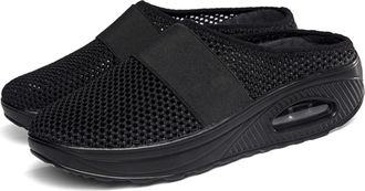 Generic 2025 Air Cushion Slip-On Walking Shoes Orthopedic Diabetic Walking Shoes, Air Cushion Shoes for Women, Mesh Orthopedic (Black,4.5)