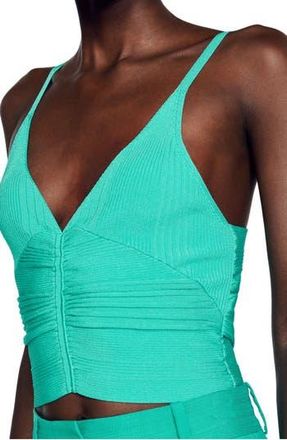 Sandro Alcudia V-Neck Sleeveless Top in Vert Emeraude at Nordstrom Rack, Size 3 (Fits Like 8 Us) / 40 Eu