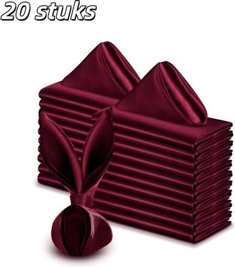 OEM 20 Servilletas, Servilletas De Sat&eacute;n, Servilletas De Boda, Cuadradas, Suaves Y Lavables, 43 X 43 Cm, Color Burdeos