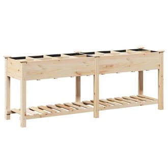 Berkfield Home Garden Planter with Grids 203x53x76 cm Solid Wood Fir in Beige | Size: 203 x 53 x 76 cm