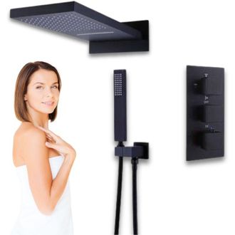 Desconocido Desconocido - Conjunto De Ducha Empotrado, Negro