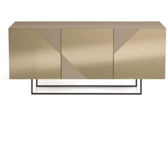 Capodarte Madia credenza 3 ante in vetro specchio Bronzo e cassa Tortora arte 180 con piedini sagomati