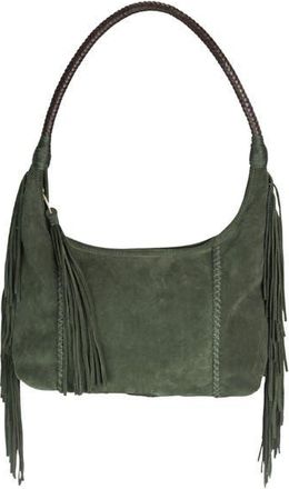 Carlos Falchi Fringe Suede Hobo Bag in Olive at Nordstrom