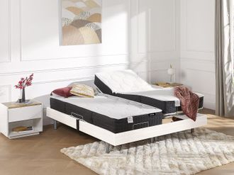 Vente-Unique Letto elettrico relax sole sospensioni materasso molle insacchettate e memory - motori OKIN - 2 x 80 x 200 cm - Bianco - PHANES di YSM&Eacute;E