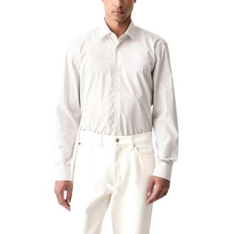 HUGO BOSS Kenno Shirt - Heren - Zakelijke Overhemden - Beige - M - Katoen - Overhemden