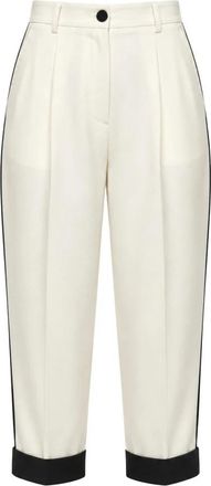 Dolce & Gabbana Cropped Broeken - Dames - Vrijetijds broeken - Wit - S - Wol - Broeken