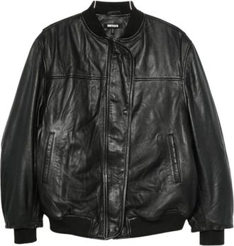 Rotate Rotate Birger Christensen, Jassen, Dames, Zwart, S, Leer, Oversized 100 Jas