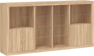 vidaXL Aparador Con Luces Led Roble Sonoma 202x37x100 Cm Vidaxl