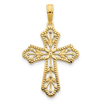 Diamond2Deal 14k Yellow Gold Fancy Cross Pendant