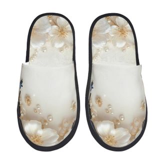 Generic Elegant Butterflies And Pearls Unisex Sliders Breathable House Slippers Slip On Slippers For Indoor Outdoor Winter M