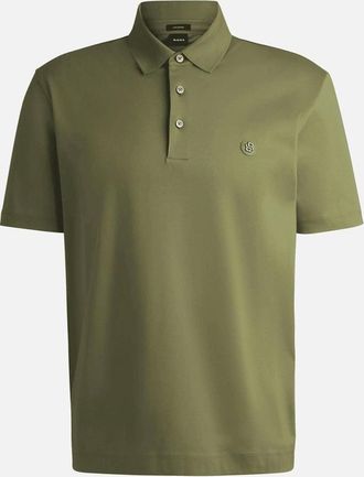HUGO BOSS Mens C-Parris Slim Fit Khaki Polo Shirt - Green - Size: 40
