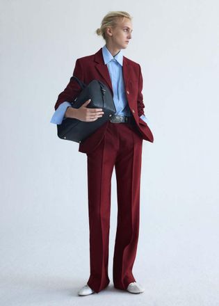 Mango Pantaloni completo lana vino - Donna - 38 - MANGO
