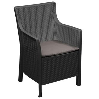 Dmora Sill&oacute;n De Exterior Wanless, Brazos Made In Italy, Cojines Incluidos, 60x53 Cm Negro Antracita