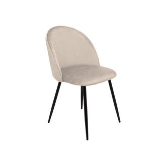 Dmora Silla Stinson, Sill&oacute;n Tapizado En Terciopelo, Silla De Comedor Acolchada, Asiento Para Reuniones, 51x54h82 Cm, Gris Claro - Dmora