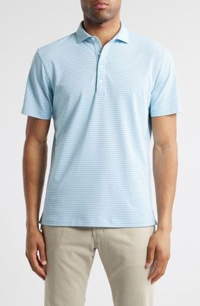 Johnnie-O Stetsons Stripe Performance Jersey Polo in Tide at Nordstrom, Size Xx-Large