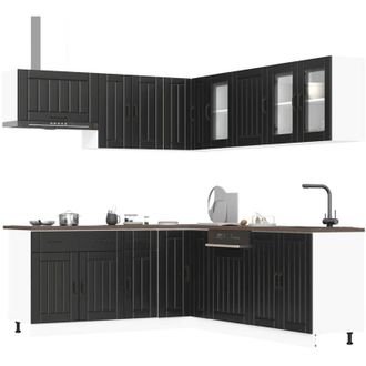 vidaXL Vidaxl - Mueble De Cocina Lucca Negra 11 Piezas Madera Contrachapada