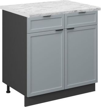 Vicco Mueble Bajo De Cocina Fame-line, Azul Claro-gris, 80 Cm, Et M&aacute;rmol, Vicco