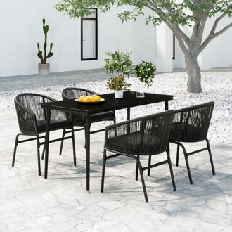 vidaXL Juego De Comedor Para Jard&iacute;n 5 Piezas Negro Vidaxl