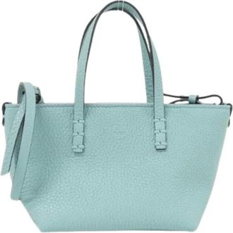 Fendi Pre-owned Tote Bags, female, Green, Size: ONE SIZE Pre-owned Selleria Roll Mini Leather Shoulder Bag