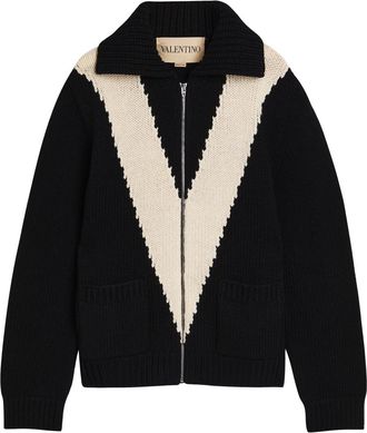 Valentino Garavani Logo-intarsia Wool Cardigan - White - XL