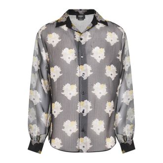 Fendi Casual Shirts, male, Multicolor, Size: S Printed Organza Shirt