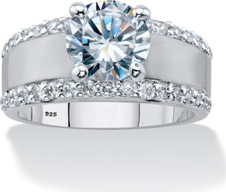Palm Beach Jewelry 3.21 TCW Cubic Zirconia Platinum-plated Silver Wide Band Engagement Ring