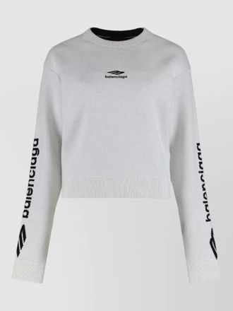 Balenciaga wool blend crew neck cropped sweater