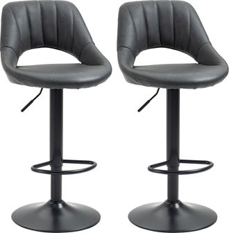 HOMCOM Barstools Set of 2 Adjustable Swivel Height Gas Lift PU Leather Chairs | TJ Hughes