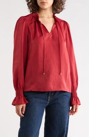 DKNY Crinkle Long Sleeve Top in City Clay at Nordstrom Rack, Size X-Large