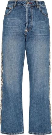Philipp Plein Denim Broek Loose Fit - Dames - Cropped Jeans - Blauw - W25 - Denim - Jeans