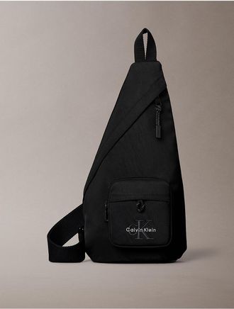 Calvin Klein Mens Bold Monologo Sling Bag - Black