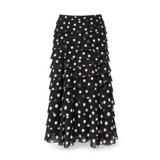 Saloni Niki Rok - Polka Scatter - Dames - Rokken - Zwart - Maat: L Zijde