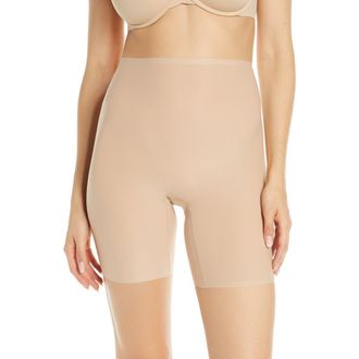 Chantelle Soft Stretch Seamless High Waist Mid-Thigh Shorts in Ultra Nude at Nordstrom