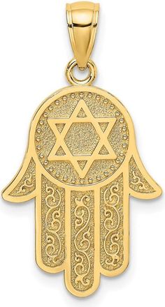 Diamond2Deal 14k Yellow Gold Chamseh with Star Of David Charm Pendant