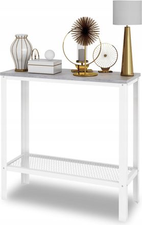 OEM Consola Atornillada Con Estante De Malla Para Pasillo Tipo Loft, Color Blanco Y Hormig&oacute;n Claro