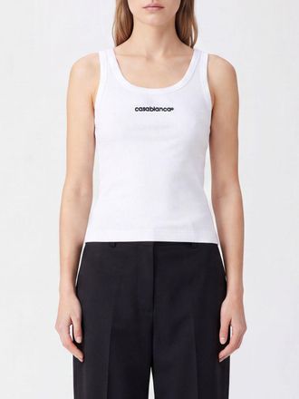 Casablanca Top slim fit in cotone elasticizzato con logo a contrasto
