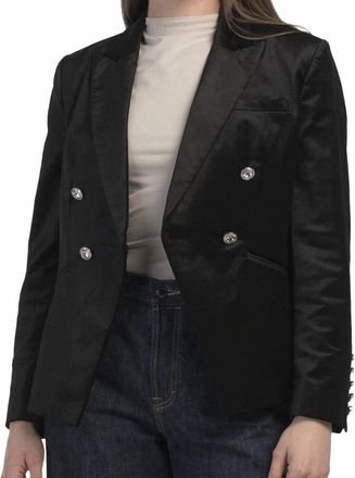 Elie Tahari Double Breast Rhinestone Button Blazer In Black