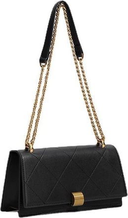 Generic Quilted Crossbody Bag for Women Leather Chain Purse Handbag Fashion Chain Shoulder Bag Small Satchel Bags (Black)