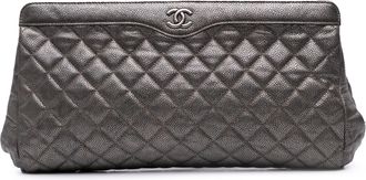 Chanel Metallic Quilted Caviar Clutch