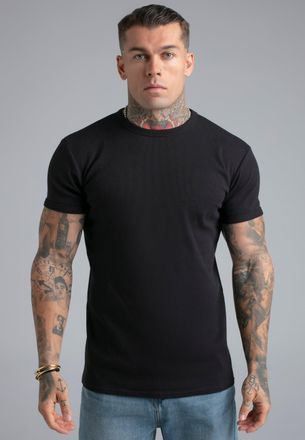 Siksilk Mens Black Muscle Fit T-Shirt XXL