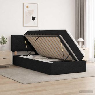 vidaXL Vidaxl Letto Con Contenitore E Materasso Nero 90 X 200 Cm Velluto