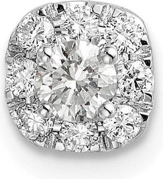 Diamond2Deal 14K White Gold Lab Grown Diamond Cushion Halo Pendant (0.25ct, VS, G-H)