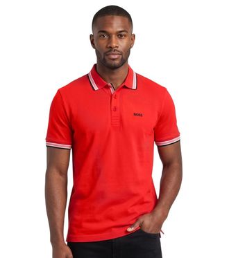 HUGO BOSS Red Shirt Collar Polos
