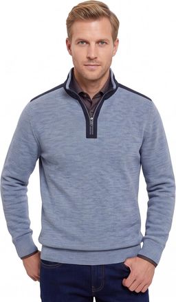 Casamoda Casa Moda blauw half-zip trui 100% katoen