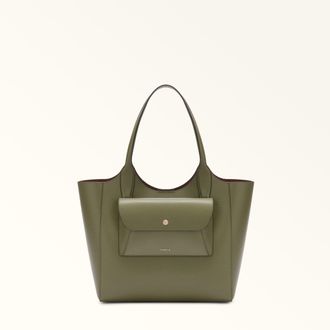 Furla Lea Borsa Shopping M Avocado Verde Pelle Stampata Donna