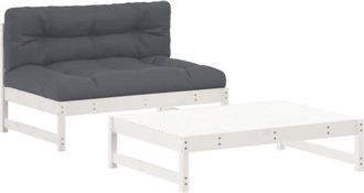 vidaXL Juego De Muebles Jard&iacute;n 2 Piezas Y Cojines Madera Maciza Blanco Vidaxl
