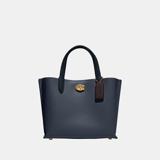 Coach Womens Willow Tote Bag 24 In Colorblock - Dark Blue