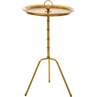 Premier Housewares Interiors by Premier Distressed Small Accent Table, Elegant Corner Table, Gold Finish Bedside Table, Durable Functional Table