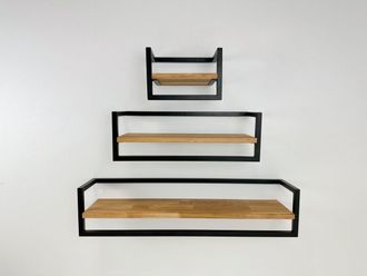 ANDAS Wandregal »Kemi« B/T/H: 60/20/20 cm, Rahmen aus Metall, Ablagefläche aus Eichenholz