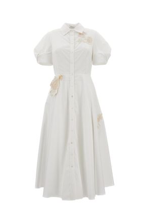 Erdem Cotton Midi Dress With Appliqu&eacute;s